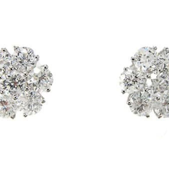 14k Gold 0.95 ct Diamond Cluster Stud Earring - Picture 2 of 5